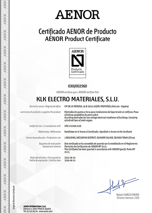 Certificado aenor 030/2560